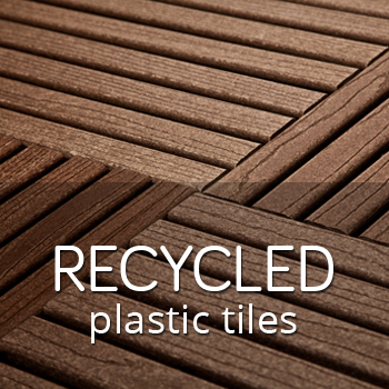 Recycled plastic outdoor tiles with wide boards