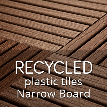 Recycled plastic outdoor tiles with narrow boards