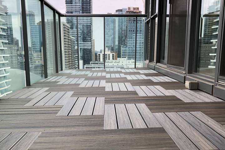 Use simple condo balcony flooring for minimalist design ideas.